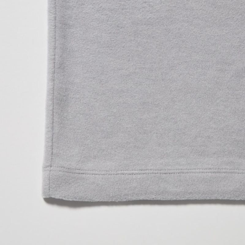 Uniqlo HEATTECH Fleece Crew Neck Long-Sleeve Ženske Majice Sive | 6075-LJHWI
