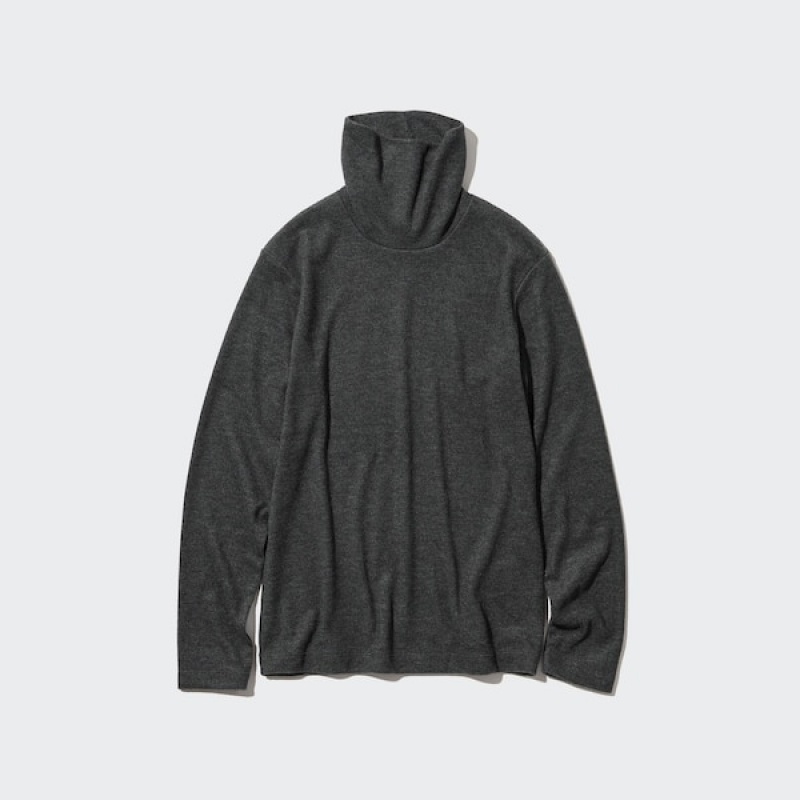 Uniqlo HEATTECH Fleece Turtleneck Long-Sleeve Ženske Majice Tamno Sive | 5826-VUBWS