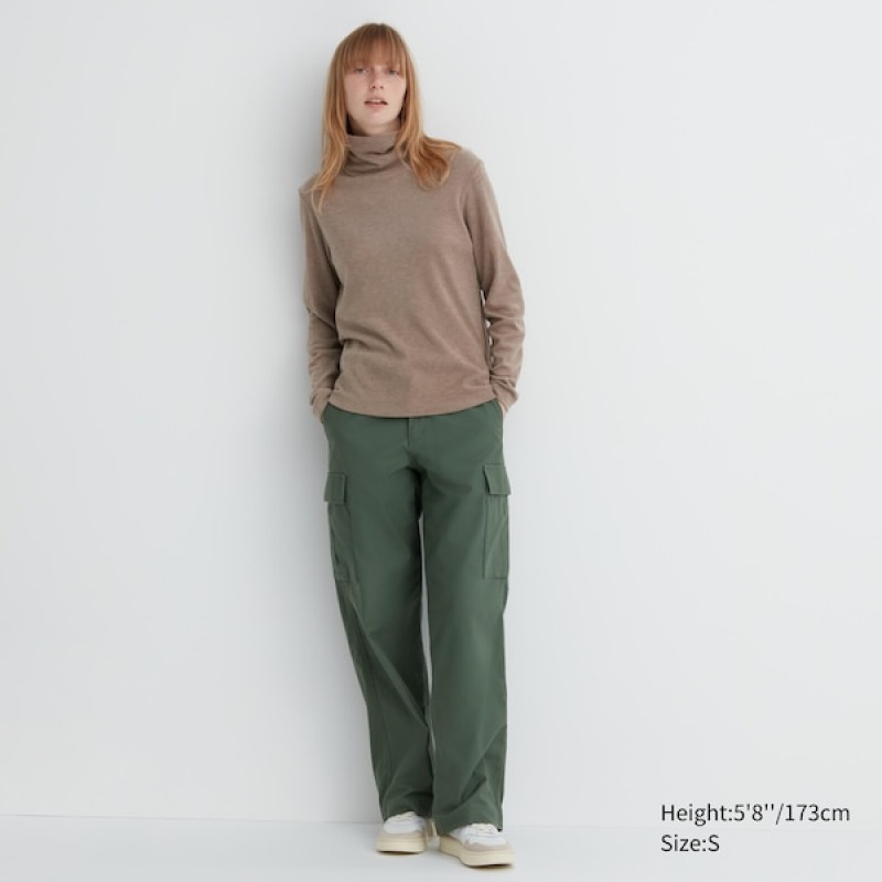 Uniqlo HEATTECH Fleece Turtleneck Long-Sleeve Ženske Majice Bež | 5863-FVDWL