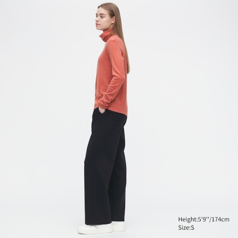 Uniqlo HEATTECH Fleece Turtleneck Long-Sleeve Ženske Majice Narančaste | 5723-DVFBW