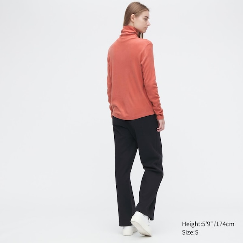 Uniqlo HEATTECH Fleece Turtleneck Long-Sleeve Ženske Majice Narančaste | 5723-DVFBW