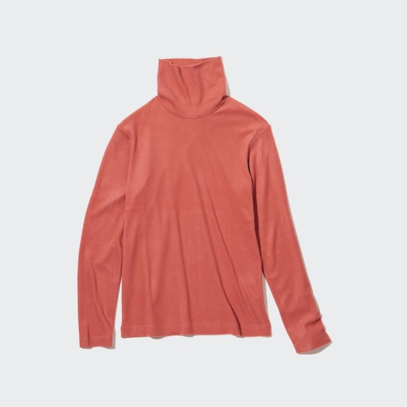 Uniqlo HEATTECH Fleece Turtleneck Long-Sleeve Ženske Majice Narančaste | 5723-DVFBW