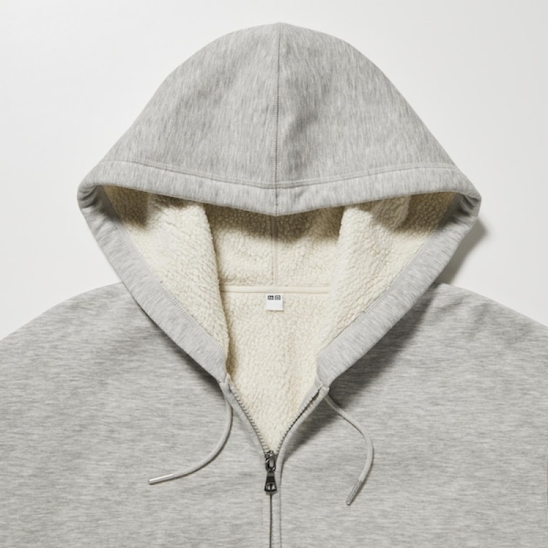 Uniqlo HEATTECH Pile-Lined Sweat Full-Zip Ženske Majica s Kapuljačom Sive | 1743-QMGSW