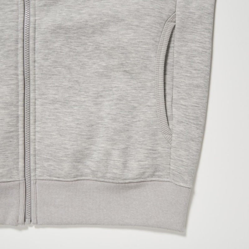 Uniqlo HEATTECH Pile-Lined Sweat Full-Zip Muške Majica s Kapuljačom Sive | 0294-DZUMW