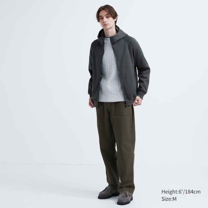 Uniqlo HEATTECH Pile-Lined Sweat Full-Zip Muške Majica s Kapuljačom Tamno Sive | 7641-LXFQU