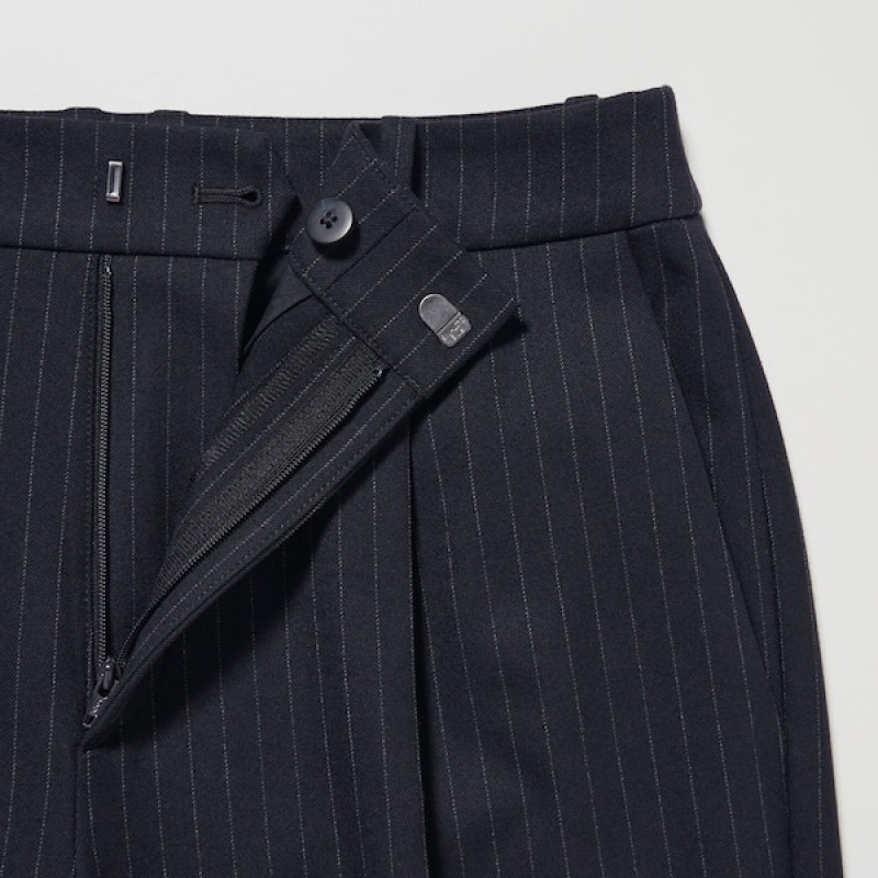 Uniqlo HEATTECH Plisirana Tapered Ženske Hlače Tamnoplave | 0471-EBUXW
