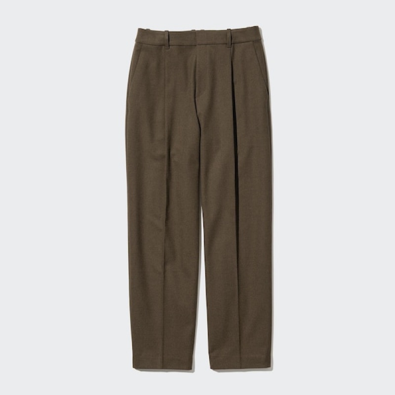 Uniqlo HEATTECH Plisirana Tapered Ženske Hlače Maslinasto Zelene | 3896-PALXG