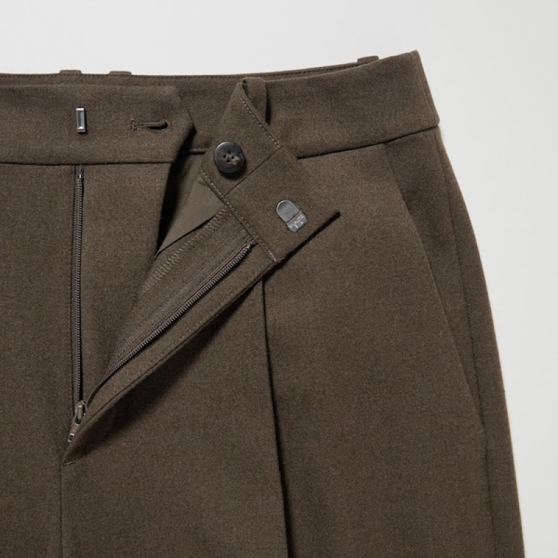 Uniqlo HEATTECH Plisirana Tapered Ženske Hlače Maslinasto Zelene | 3896-PALXG