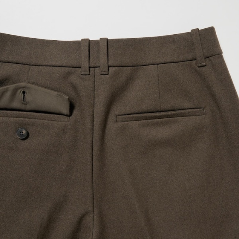 Uniqlo HEATTECH Plisirana Tapered Ženske Hlače Maslinasto Zelene | 3896-PALXG