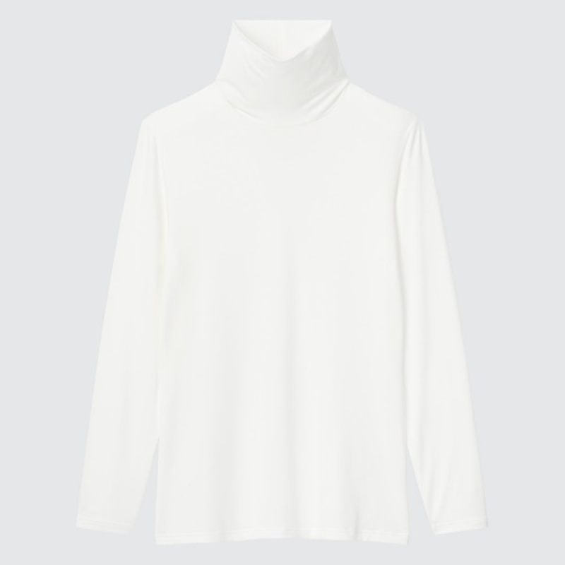 Uniqlo HEATTECH Turtleneck Long-Sleeve Ženske Majice Bijele | 5207-SPUKD