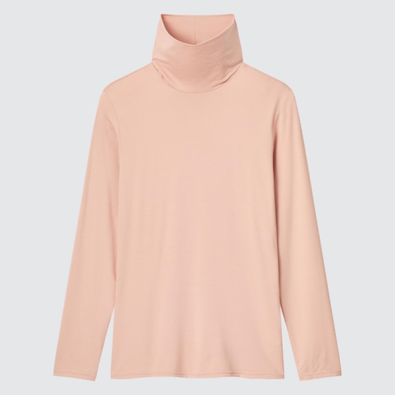 Uniqlo HEATTECH Turtleneck Long-Sleeve Ženske Majice Roze | 7345-APUCV
