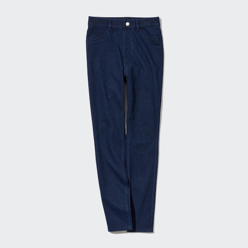 Uniqlo HEATTECH Ultra Stretch High-Rise Denim Ženske Tajice Plave | 6183-PDMAG
