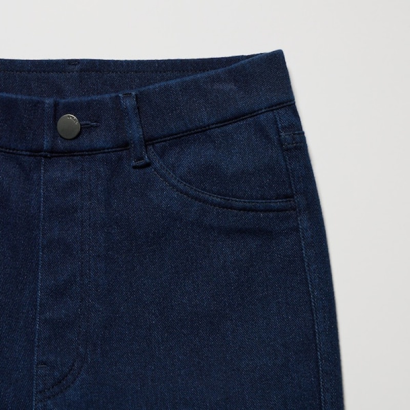 Uniqlo HEATTECH Ultra Stretch High-Rise Denim Ženske Tajice Plave | 6183-PDMAG