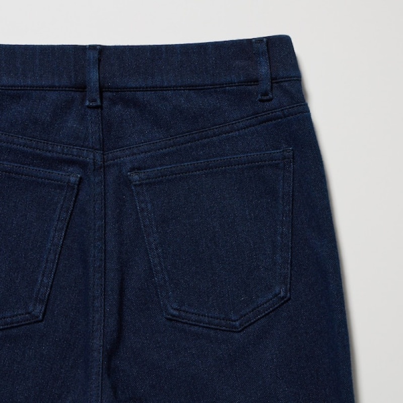 Uniqlo HEATTECH Ultra Stretch High-Rise Denim Ženske Tajice Plave | 6183-PDMAG