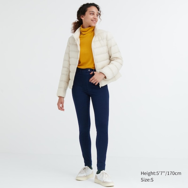 Uniqlo HEATTECH Ultra Stretch High-Rise Denim Ženske Tajice Plave | 6183-PDMAG