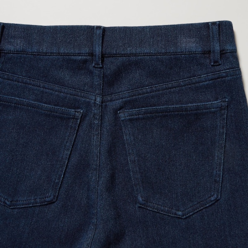 Uniqlo HEATTECH Ultra Stretch High-Rise Denim Leggings Ženske Hlače Plave | 4819-IKRFP