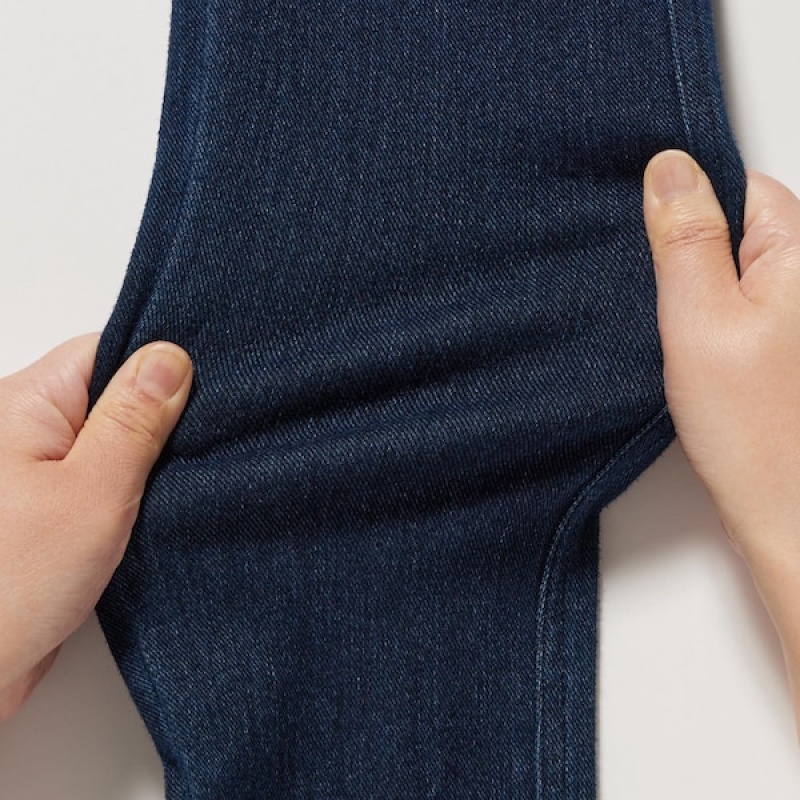 Uniqlo HEATTECH Ultra Stretch High-Rise Denim Leggings Ženske Hlače Plave | 4819-IKRFP
