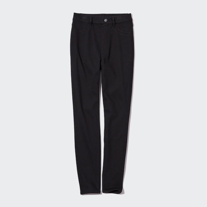 Uniqlo HEATTECH Ultra Stretch High-Rise Leggings Ženske Hlače Crne | 3804-MPOZJ