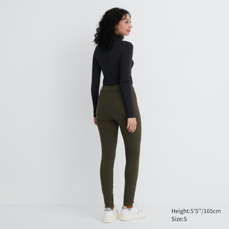 Uniqlo HEATTECH Ultra Stretch High-Rise Ženske Tajice Maslinasto Zelene | 0798-MGXID
