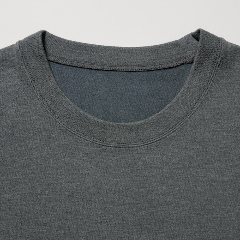 Uniqlo HEATTECH Ultra Warm Crew Neck Long-Sleeve Muške Majice Tamno Sive | 7045-AJEMR