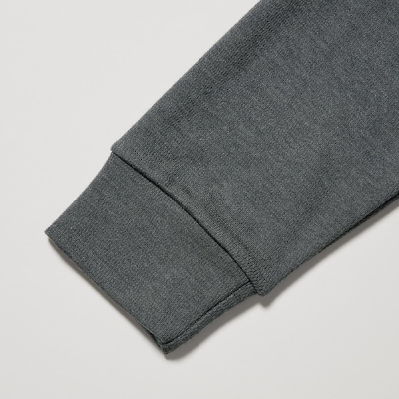 Uniqlo HEATTECH Ultra Warm Crew Neck Long-Sleeve Muške Majice Tamno Sive | 7045-AJEMR