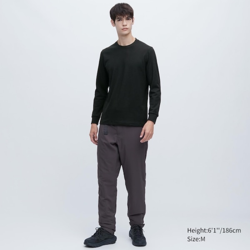 Uniqlo HEATTECH Ultra Warm Crew Neck Long-Sleeve Muške Majice Crne | 4762-UMLTP