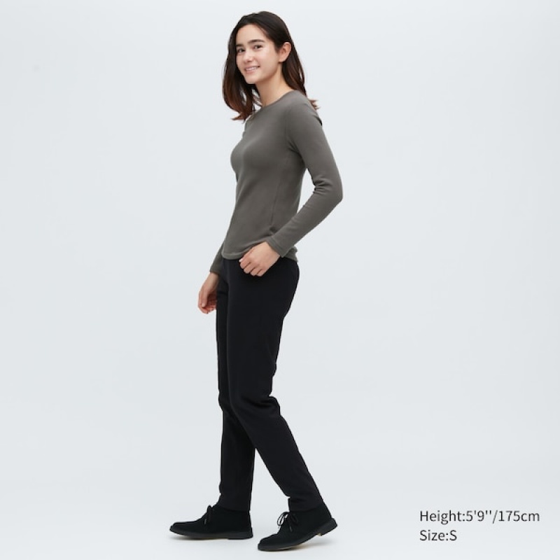 Uniqlo HEATTECH Ultra Warm Crew Neck Long-Sleeve Ženske Majice Sive | 8725-RUMWC