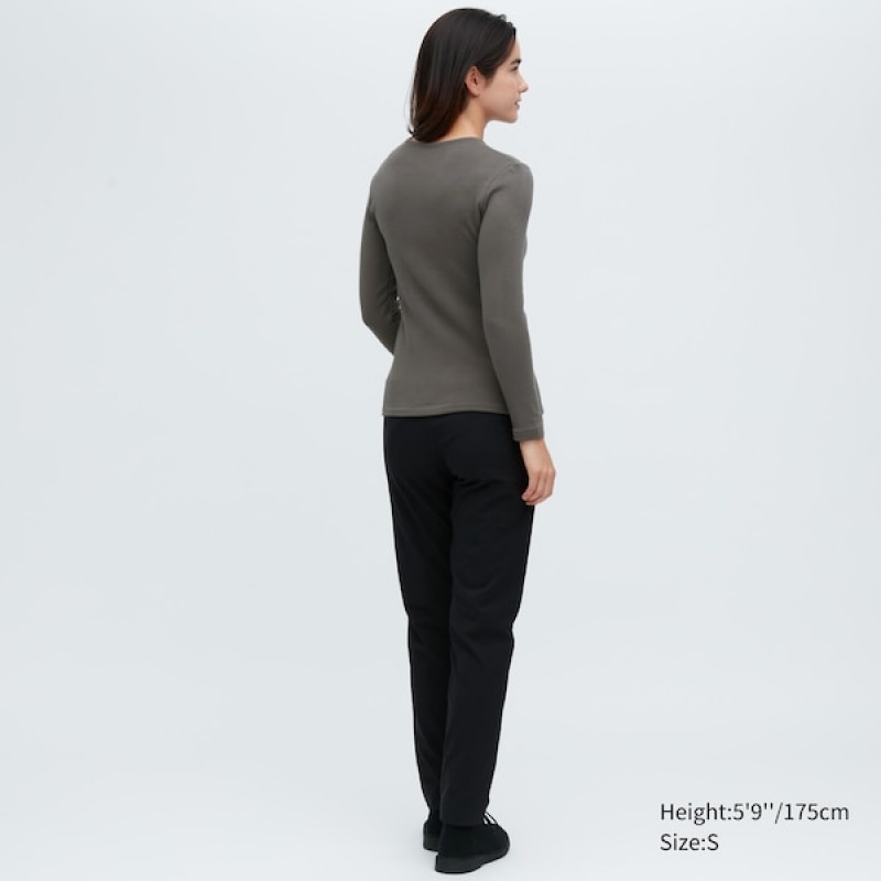 Uniqlo HEATTECH Ultra Warm Crew Neck Long-Sleeve Ženske Majice Sive | 8725-RUMWC