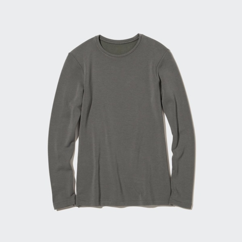 Uniqlo HEATTECH Ultra Warm Crew Neck Long-Sleeve Ženske Majice Sive | 8725-RUMWC