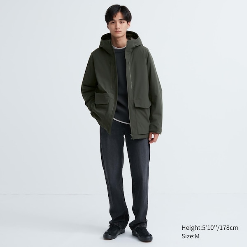 Uniqlo Hibrid Down Muške Parka Tamno Zelene | BSTMOI-632