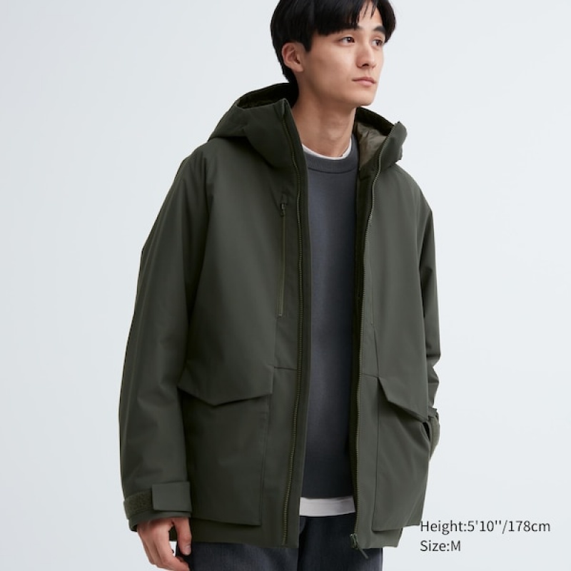Uniqlo Hibrid Down Muške Parka Tamno Zelene | BSTMOI-632