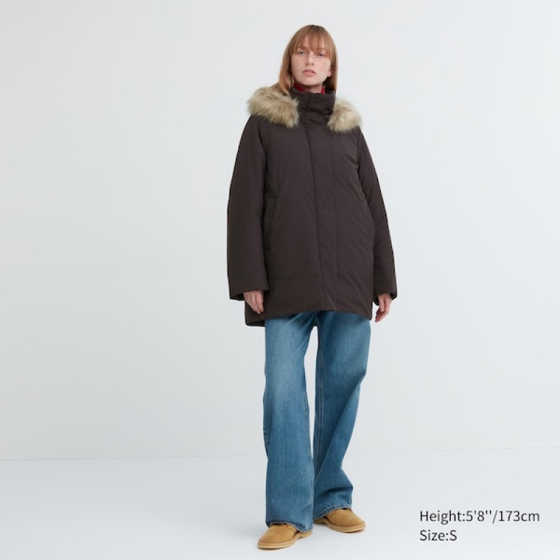 Uniqlo Hibrid Down Ženske Kaputi Smeđe | 4816-NAPFO
