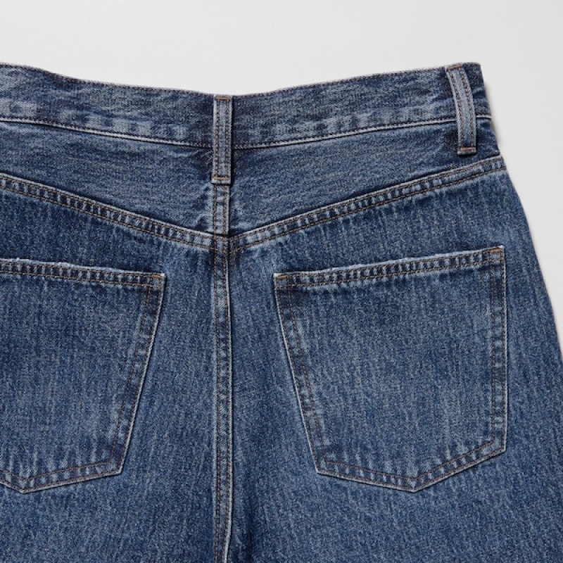 Uniqlo High-Rise Denim Ženske Kratke Hlače Tamnoplave | 4637-DJPEG