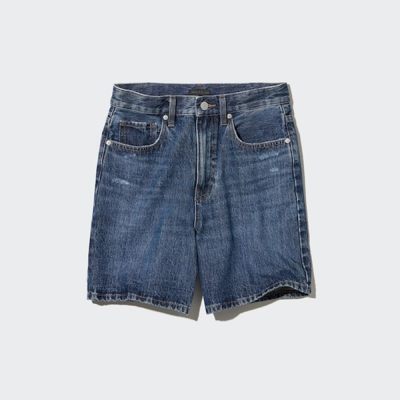 Uniqlo High-Rise Denim Ženske Kratke Hlače Tamnoplave | 4637-DJPEG