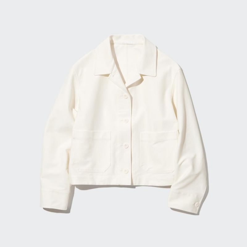 Uniqlo Jersey Relaxed Ženske jackets Bijele | 2165-JPSMH