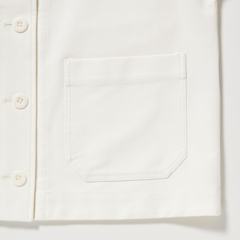 Uniqlo Jersey Relaxed Ženske jackets Bijele | 5132-ILVEN