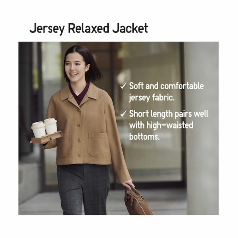 Uniqlo Jersey Relaxed Ženske jackets Maslinasto Zelene | 7234-TYAKJ