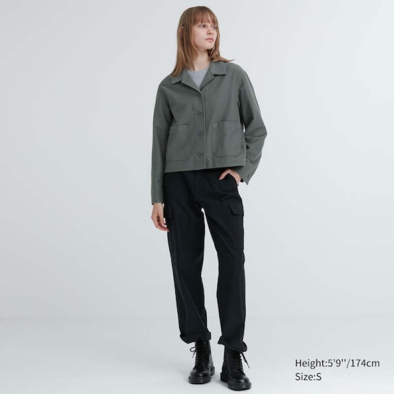 Uniqlo Jersey Relaxed Ženske jackets Maslinasto Zelene | 7234-TYAKJ