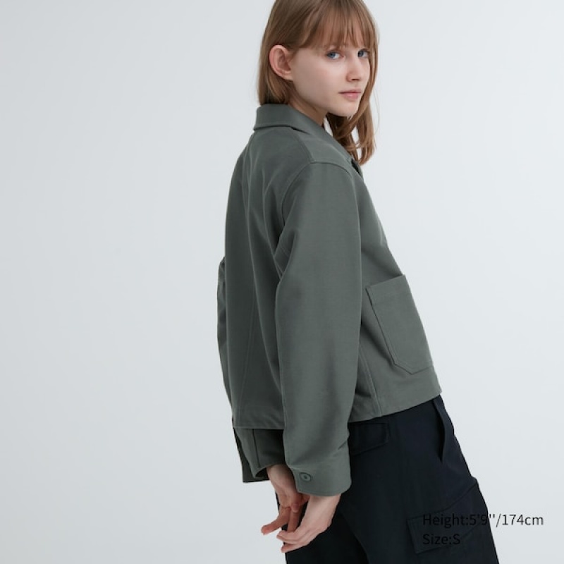 Uniqlo Jersey Relaxed Ženske jackets Maslinasto Zelene | 7234-TYAKJ