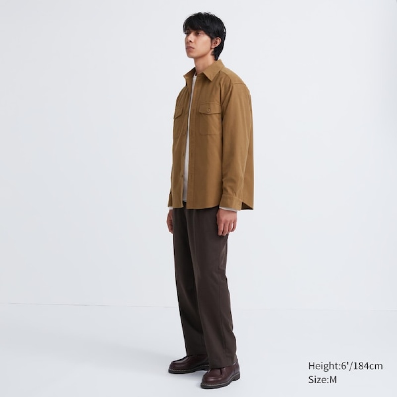 Uniqlo Jersey Utility Long-Sleeve Muške Gornja Majica Smeđe | 2768-YIFNG