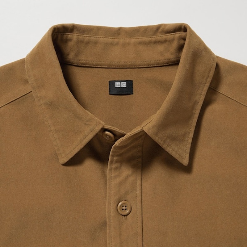 Uniqlo Jersey Utility Long-Sleeve Muške Gornja Majica Smeđe | 2768-YIFNG