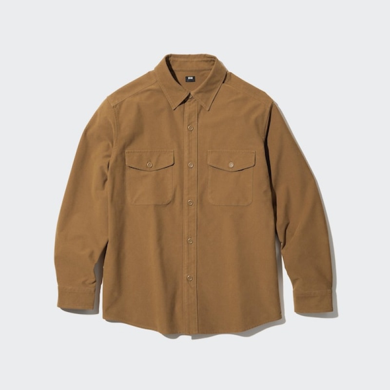 Uniqlo Jersey Utility Long-Sleeve Muške Gornja Majica Smeđe | 2768-YIFNG