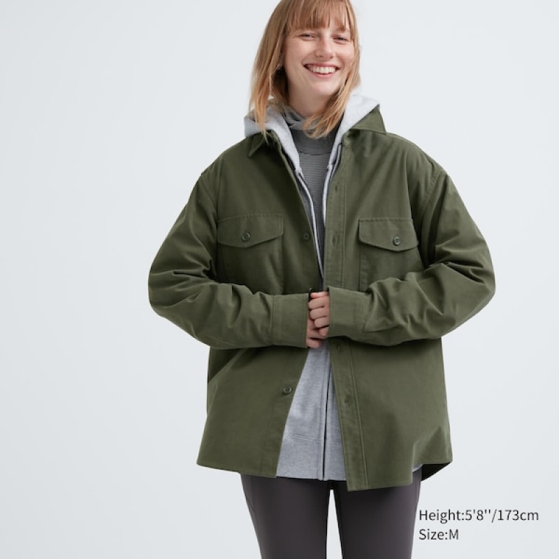 Uniqlo Jersey Utility Long-Sleeve Muške Gornja Majica Maslinasto Zelene | 6291-QMZSO