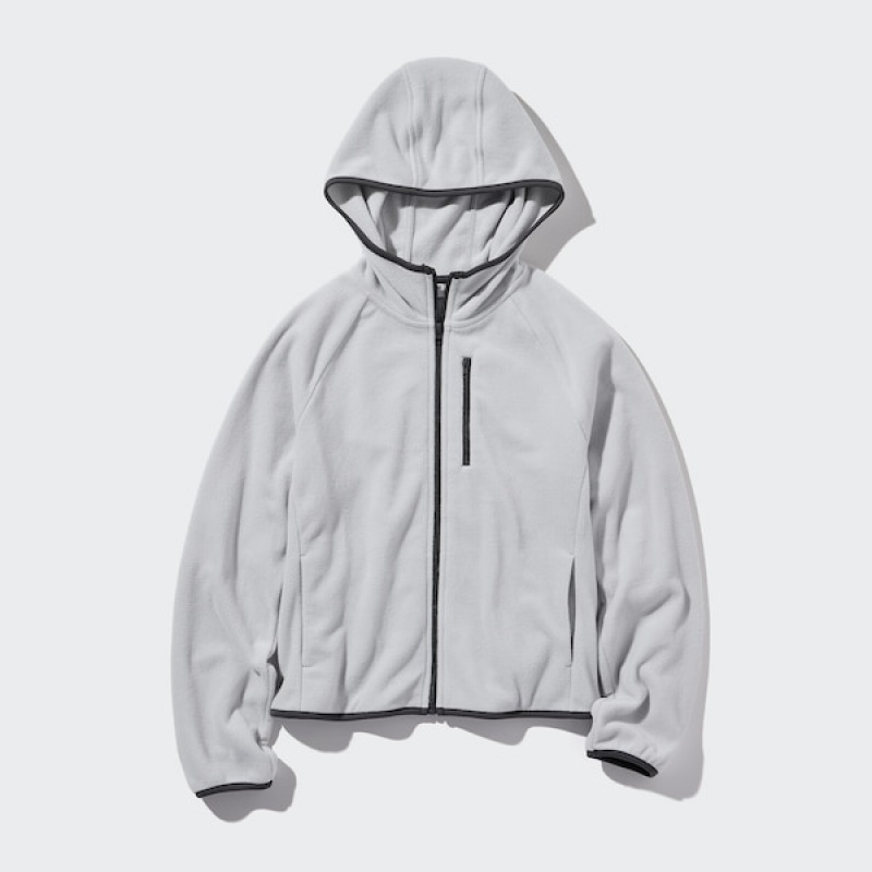 Uniqlo Light Fleece Long Sleeve Full-Zip Ženske Majica s Kapuljačom Sive | 5078-TFXMB