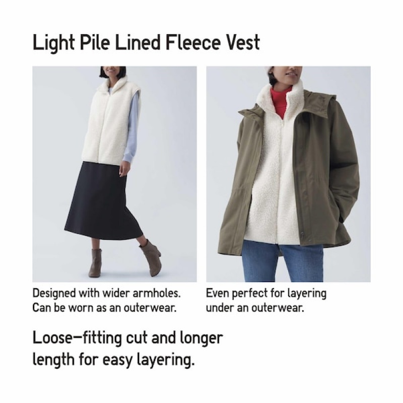 Uniqlo Light Pile-Lined Fleece Ženske Prsluk Smeđe | 7952-MVOLN