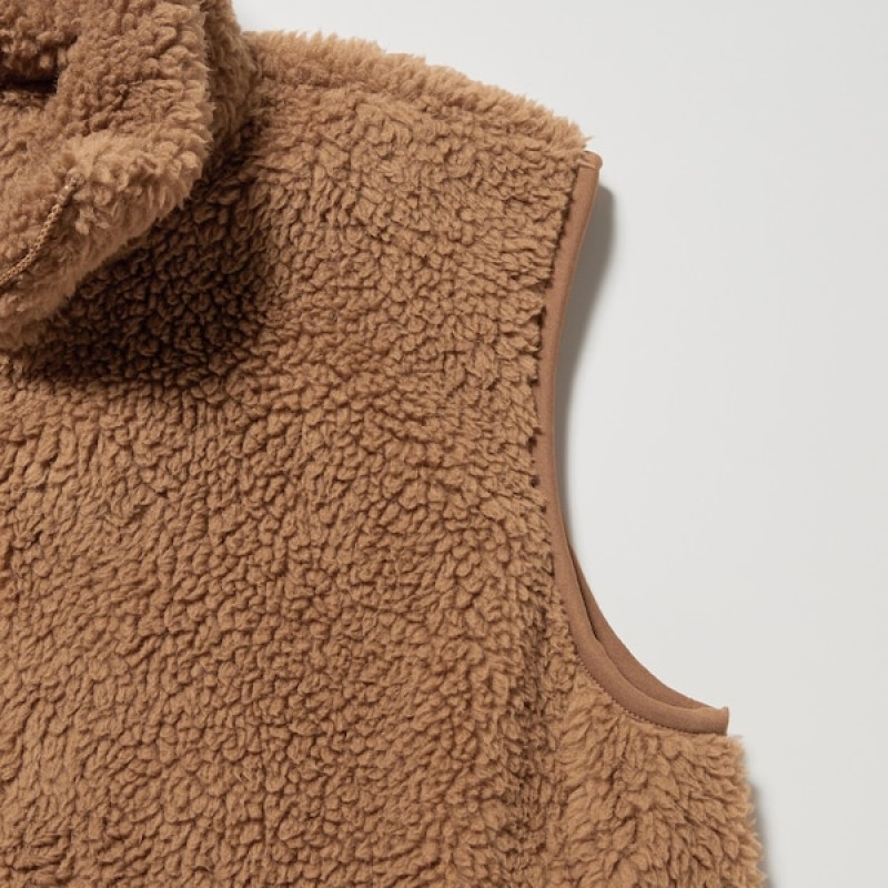 Uniqlo Light Pile-Lined Fleece Ženske Prsluk Smeđe | 7952-MVOLN