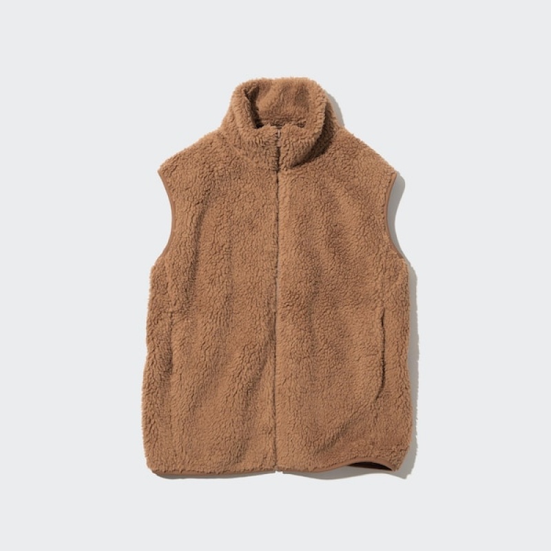 Uniqlo Light Pile-Lined Fleece Ženske Prsluk Smeđe | 7952-MVOLN