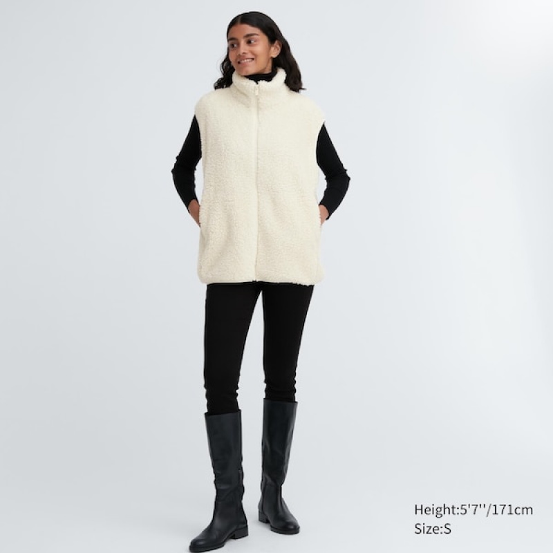 Uniqlo Light Pile-Lined Fleece Ženske Prsluk Bijele | 4072-KWSRV