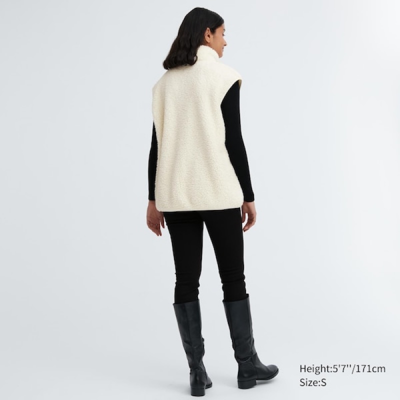 Uniqlo Light Pile-Lined Fleece Ženske Prsluk Bijele | 4072-KWSRV
