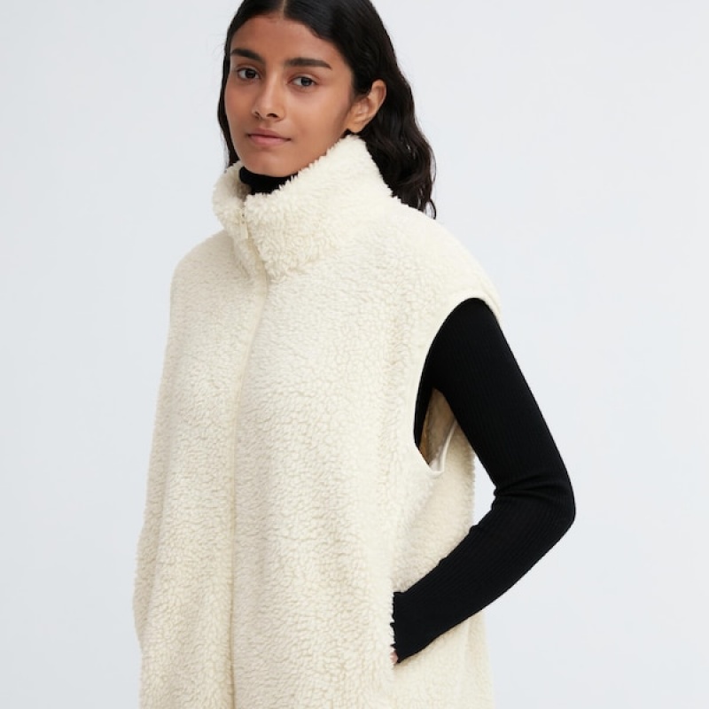 Uniqlo Light Pile-Lined Fleece Ženske Prsluk Bijele | 4072-KWSRV